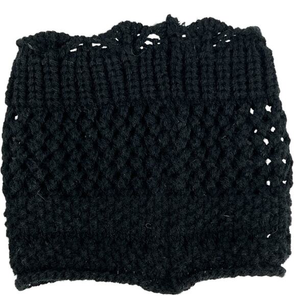 Boot Cuff Topper Sweater Two Button Black Crochet Lace - Picture 6 of 8